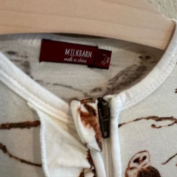 Milkbarn Viscose Bamboo Owls Ruffle Footie 0-3M - Picture 2 of 3